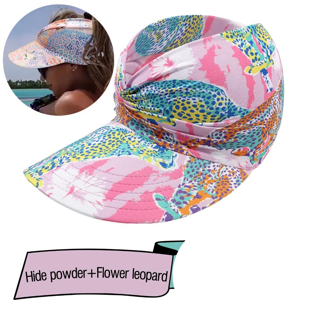 New Anti-UV Summer Visors Hat Flora Printing Breathable Empty Top Hat Empty Top Wide Large Brim Sun Hat Woman