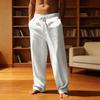 Men Casual Pants Drawstring Waist Pants Loose Fit Straight Leg Summer Trousers for Yoga Holiday Beach