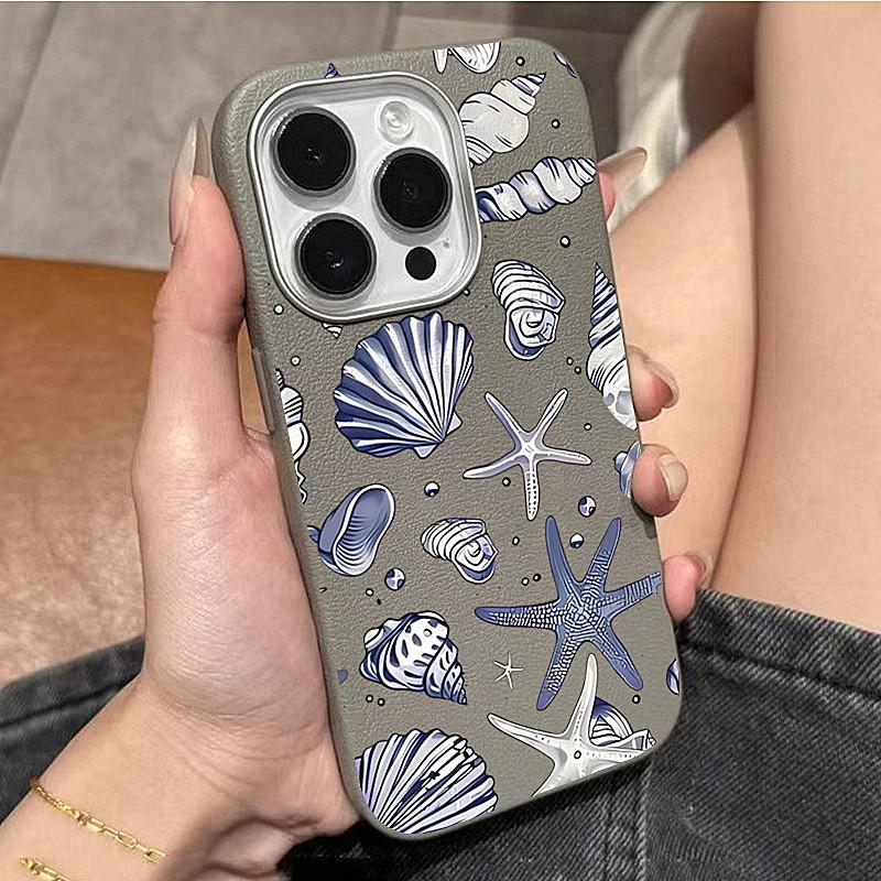 Ocean Elements Blue Print Phone Case For iPhone 17 16 Pro 16E 15 14 13 12 11 Pro Max 17 Air X XR XS 7 8 Plus Shockproof Cover