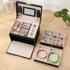 Three Layer Portable Travel Jewelry Box Jewelry Organizer and Display Box Earrings Necklace Ring Packaging box with Mirror