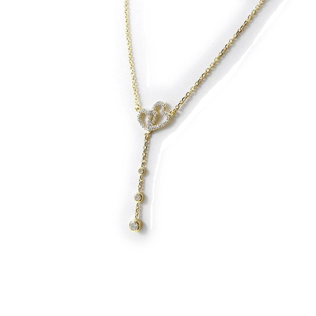Les Trésors De Lily [I4325] - Gold-plated Necklace 'Love' White Gold - 5 Cm