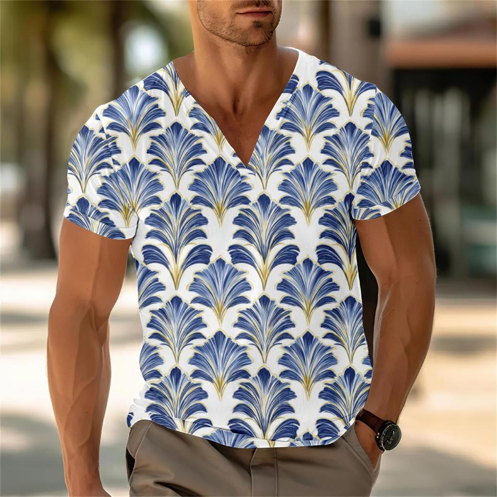Herren-Oberteil mit V-Ausschnitt, lässig, kurzärmelig, locker, lässig, modisch, für den Urlaub