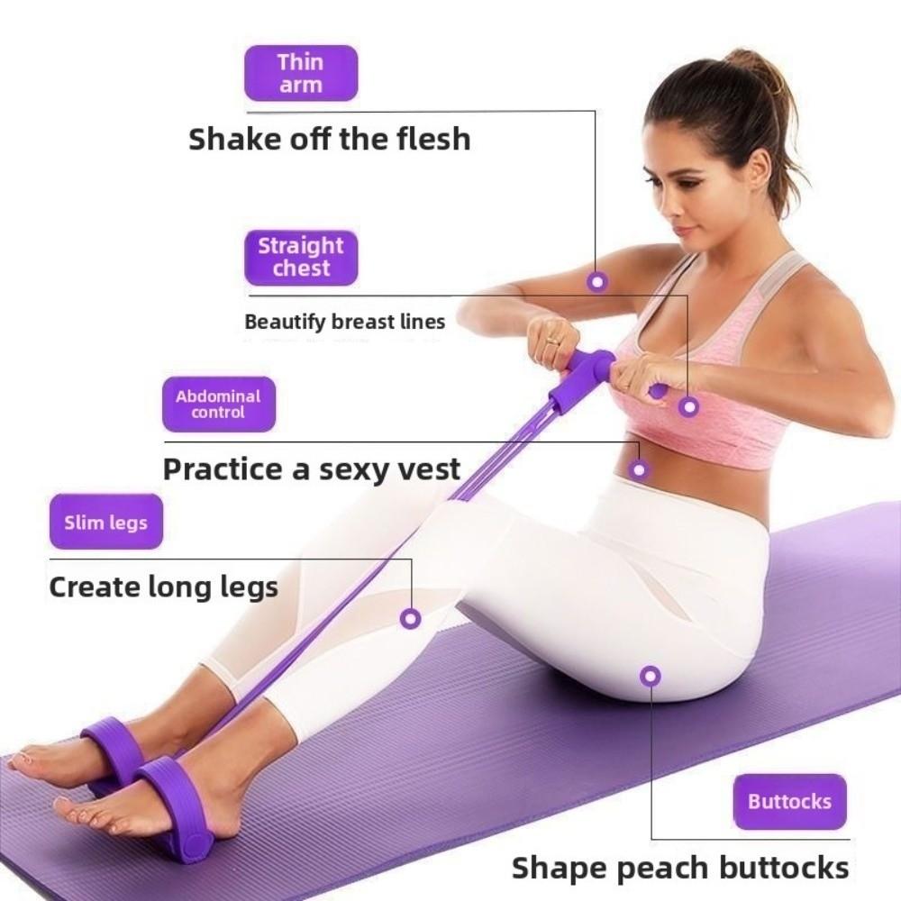 With Foam Resistance Bands Four-Tube Pedal Tensioner Yoga Elastic Band  Fitness Equipment