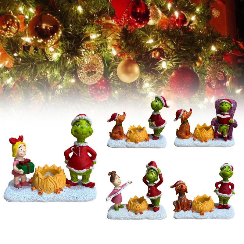 Night Christmas Light Wall Bedside Lamp Resin Green Monster Decor Holiday