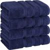 Luxury 600 GSM 100 Cotton Turkish Hand Towels Set of 4 for Bathroom and Kitchen Use Soft Absorbent Navy Blue Face Towels Ideal