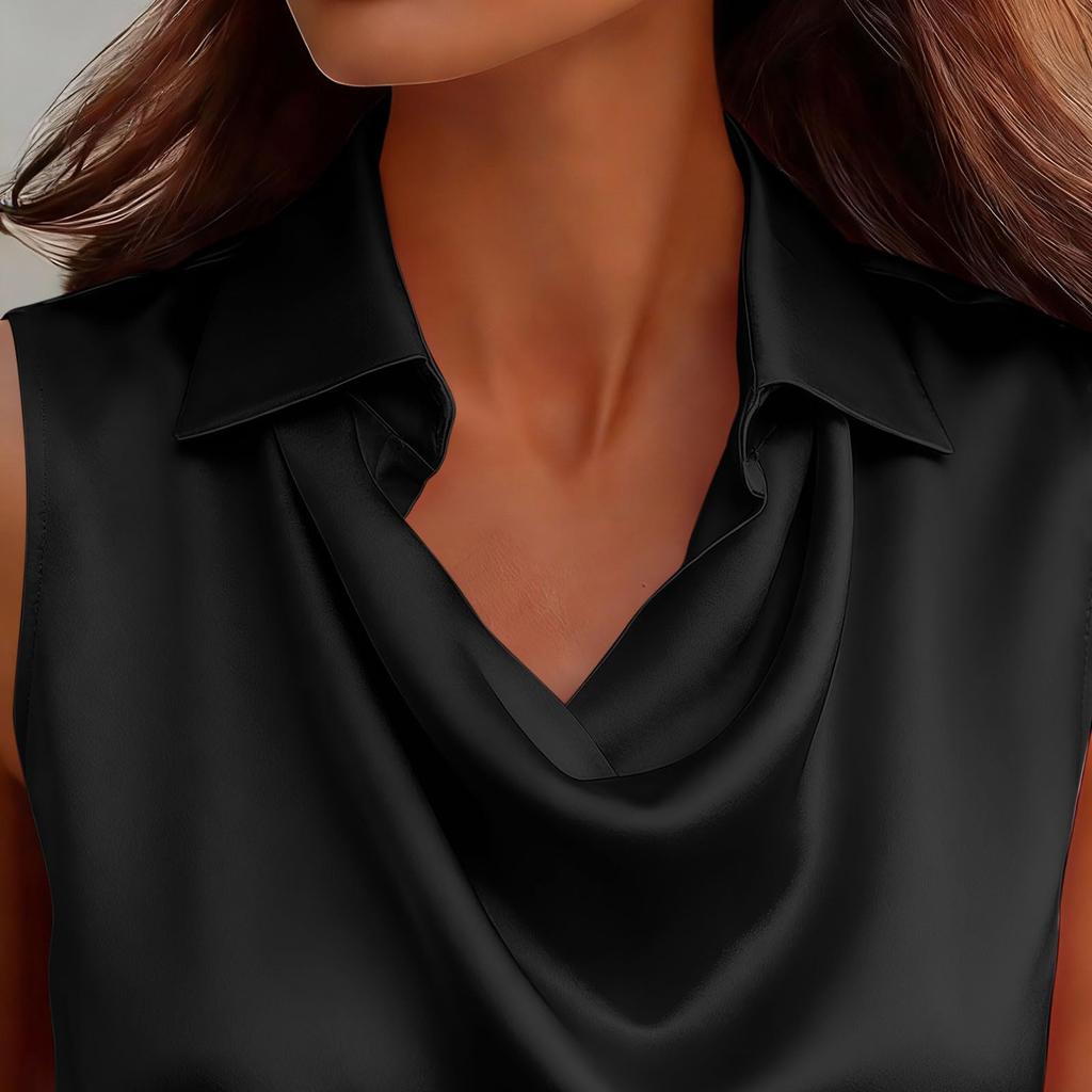 Modisches farbiges Kragen-Ärmelloses Hemd für Damen Sommer Business Casual Top