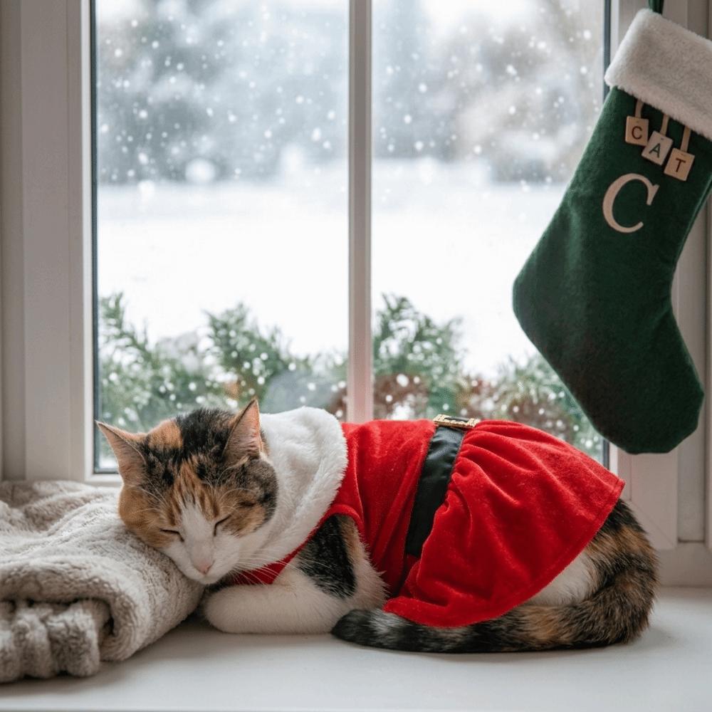 

Adjustable Fit Santa Dog Costume Warm Thick Lining Winter Pet Apparel Christmas Party Gathering S