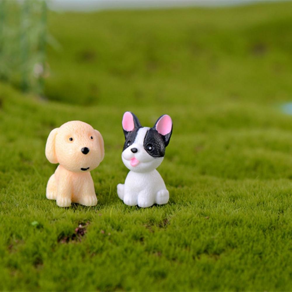 DIY Creative Resin Puppy Statue Mini Animal Miniature Dog Ornament Figurines Cake Decoration