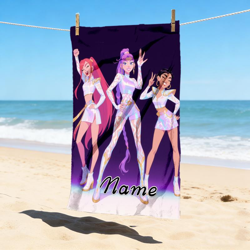 Custom Name Fantasy Heroes Stylish Digital Printing Beach Towel Quick‑Drying Absorbent Blanket for Beach Pool Gym Travel