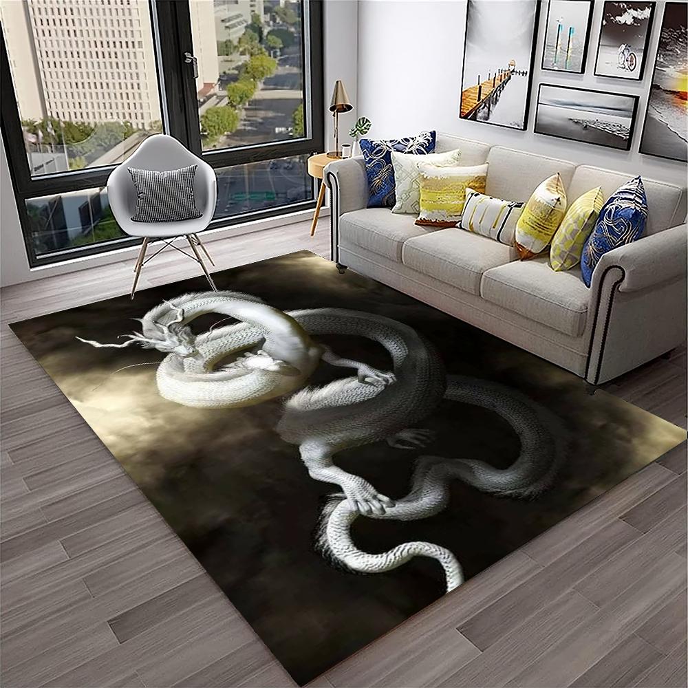 3D-Teppich mit chinesischem Drachen, Mythos, Kunst, Cartoon-Motiv, für Zuhause, Wohnzimmer, Schlafzimmer, Sofa, Fußmatte, Dekoration, Kinderspielbereich, rutschfeste Bodenmatte