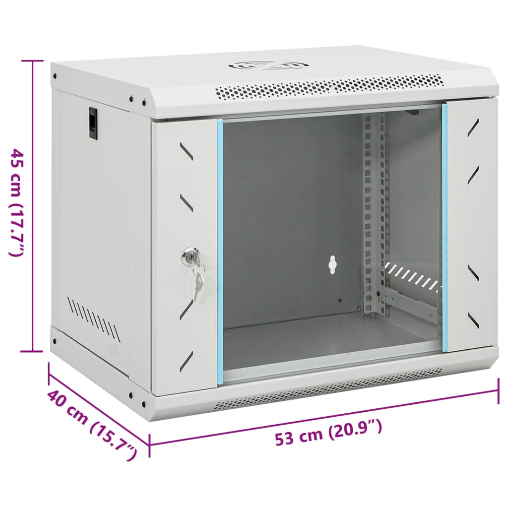 Vidaxl Ścienna Szafka Serwerowa 9U, 19", Ip20, 53X40X45 Cm