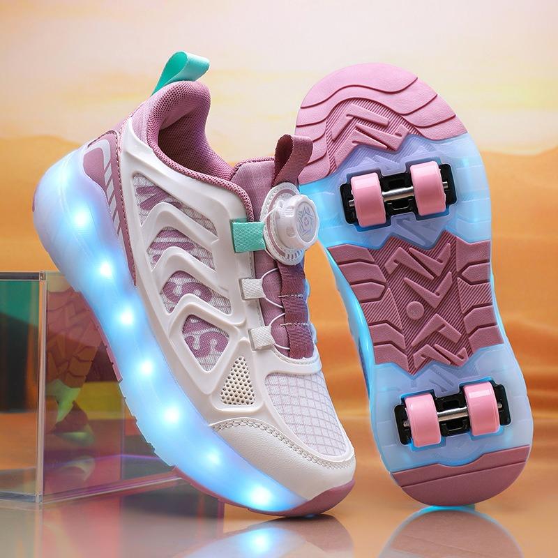 Children's Shoes Four-wheel Boys' Luminous Shoes Removable Girls' Student Sports Shoes Luminous