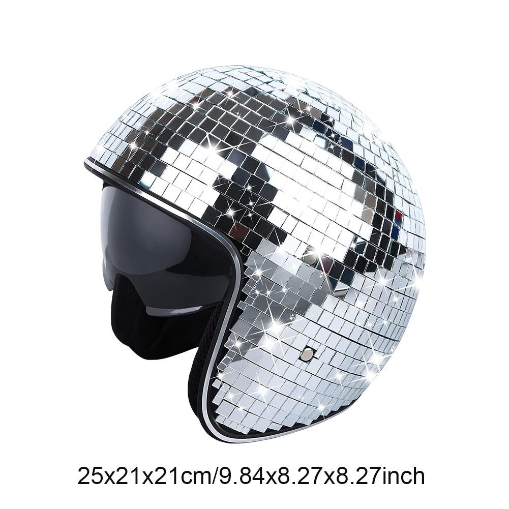 

Classic Disco Helmet Glitter Mirror Glass Punk Costume Hat with Retractable Visor Reflective Disco Shiny Hat for Club Bar Party срібний