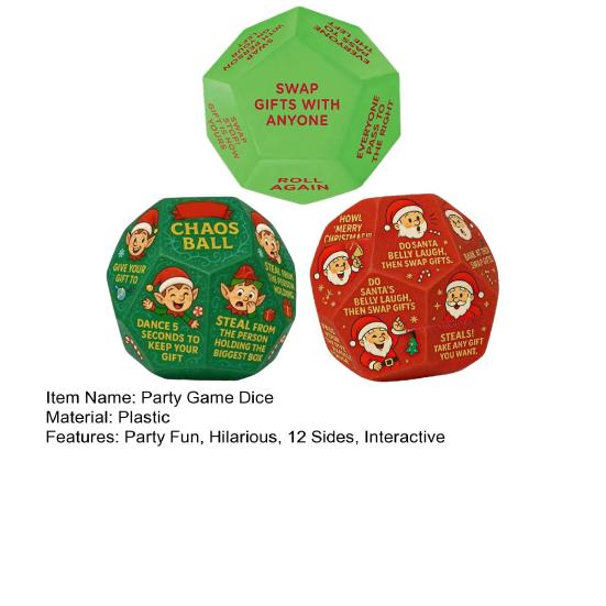 3 Pcs Hilarious Exchange Party Game Dice Santa Swap Gift Exchange Dice Christmas Stocking Stuffers Gift for Office Events Group Hangout
