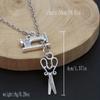 Vintage Mini Sewing Machine Scissors Pendant Necklace Gothic Halloween Party Jewelry
