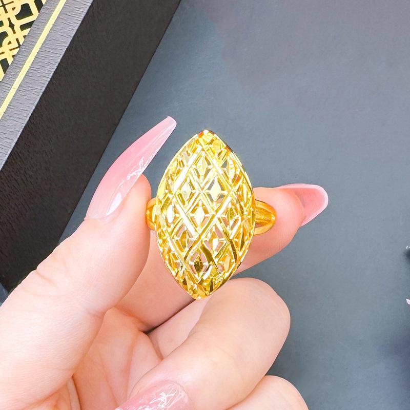 24K Gold Plated Adjustable Brass Ring - Personalized High-End Design