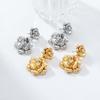 Pinkdudu Gold Plated Zinc Alloy Rose Stud Earring Exaggerated Trendy Earring Elegant Flower Earring PD2202