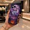 Halloween Cute Ghost Witch Broom Wavy Edge Phone Case For iPhone 16 15 14 Pro Max 13 12 11 Mini XR XS SE 2020 17 Air Cover