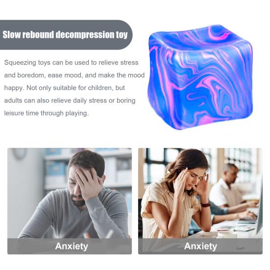 1/4Pcs Flow Texture Stress Cube Toy Anxiety Relief Cube Squeeze Sensory Toy Slow Rebound Home Office Relaxation TPR Decompression Stress Ball