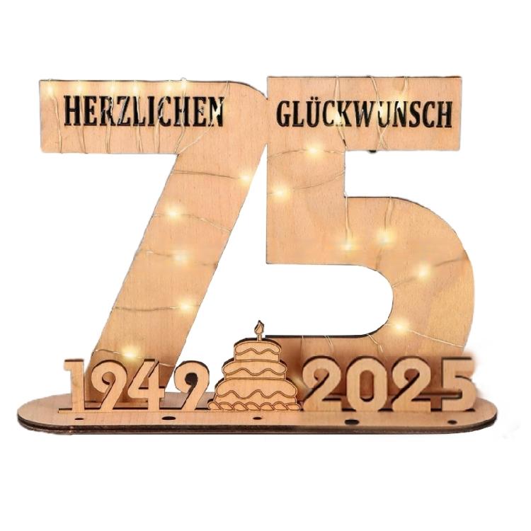 Elegant Wooden Number Figurine with LED Light String Stand for Birthday and Wedding Wood Sign Guest Book DIY Art Crafts