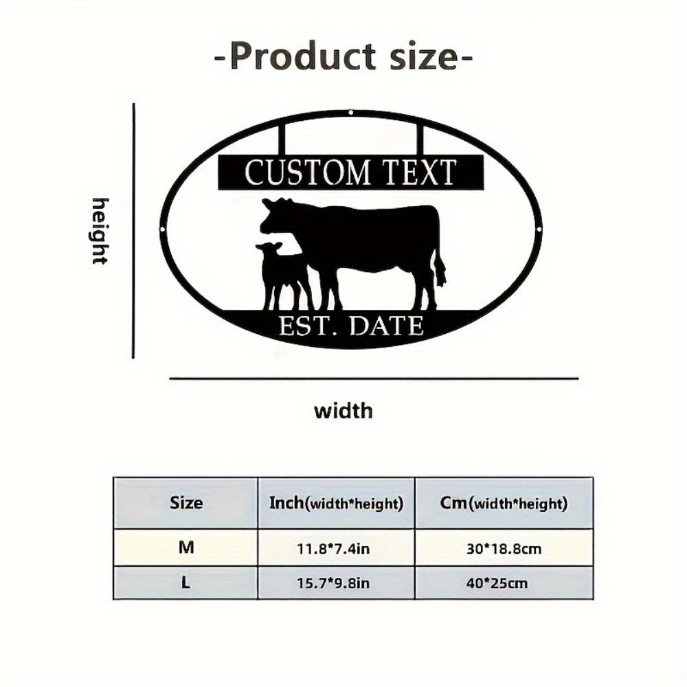

Cow Calf Silhouette Metal Sign Personalized Farm Name Plate Weatherproof Outdoor Wall Decor 11.81 x 7.4 inch