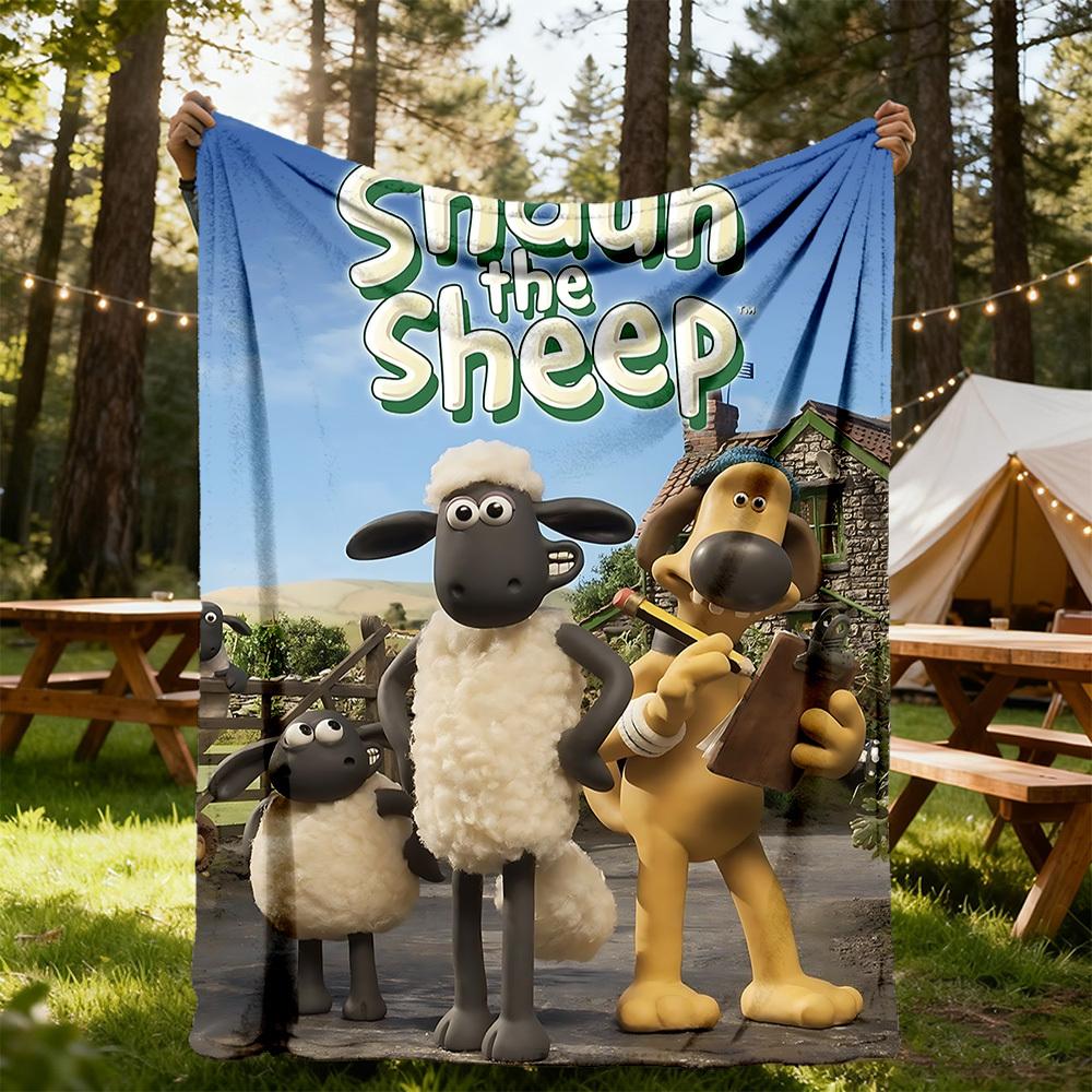 1pc Shaun the Sheep Outdoor Blanket Lightweight Flannel, Soft & Warm, All-Season Use for Sofa, Outdoor, Camping, Living Room014