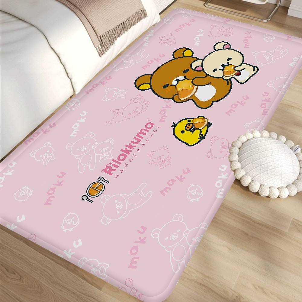 Kawaii Rilakkuma Bear Room Mats Washable Non-Slip Living Room Sofa Chairs Area Mat Kitchen Alfombra