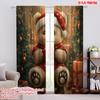 2pcs,2D Plane Printing Pattern Curtains Christmas Bear Hot Chocolate Gift (3) Versatile Durable Polyester (without Rod) Home
