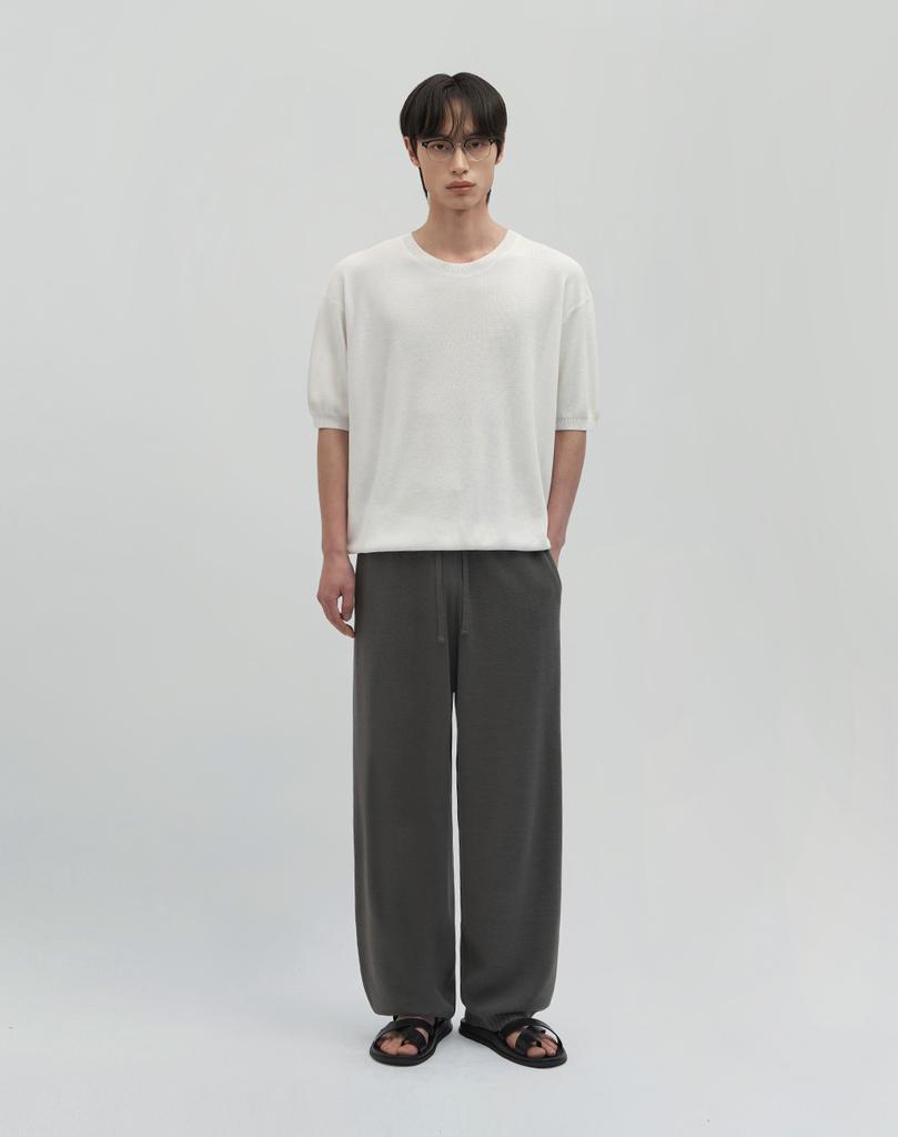 WORK ON BODY OFF Cool Bamboo Semi-Overfit Round Neck Short Sleeve Knit [White]
