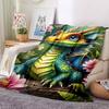 1pc Dragon Flowers Blanket, Lightweight Flannel Throw Blanket For Sofa, Bed, Travel, Camping, Living Room, Office, Couch, Chair, And Bed