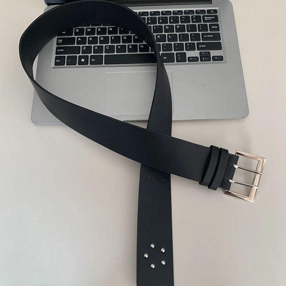 Black White Women's Belt Pu Leather Dress Jeans Belt Ins Style Wide Waist Belt Girls