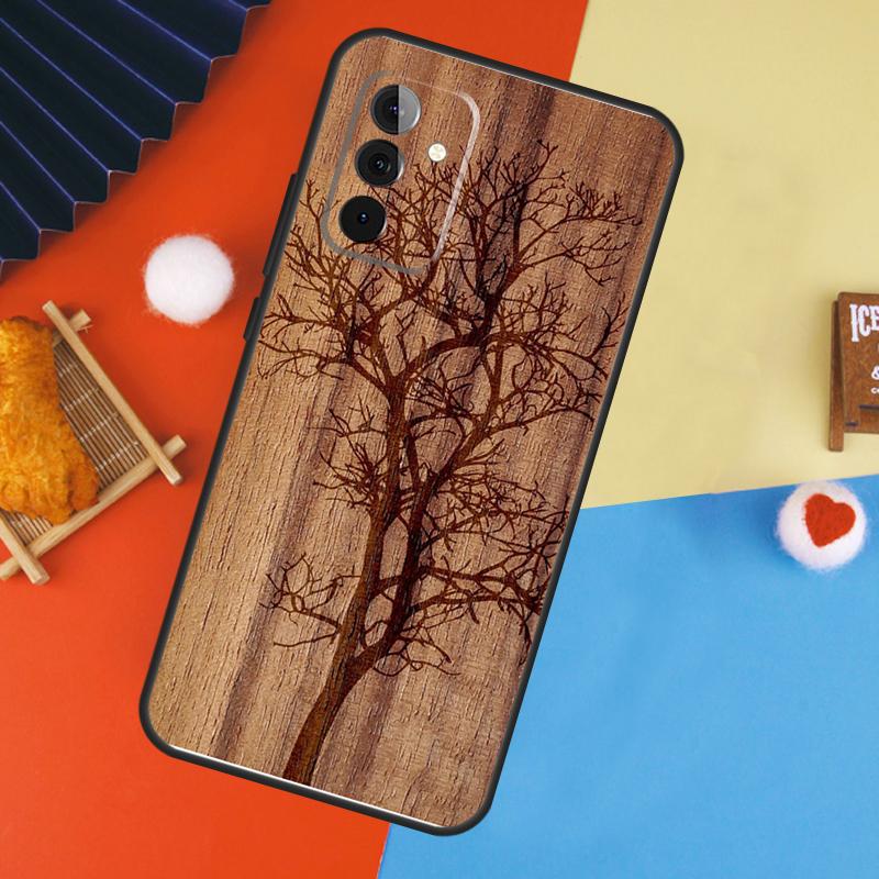 Tree Flower Bamboo Wood Case For Samsung Galaxy A56 A36 A16 A06 A13 A33 A53 A52 A32 A12 A54 A34 A14 A15 A35 A55 A17