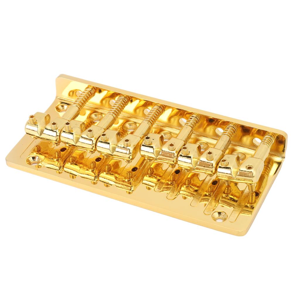 Bass Bridge Zinc Alloy Fixed Type 6 String Electric Bass Bridge Replacement for Practice Gold