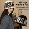 Knitted Pullover Hat for Winter Warmth Soft Wool Rhombic Pattern Hat for Women Men Unisex Fashion Styling Headpiece