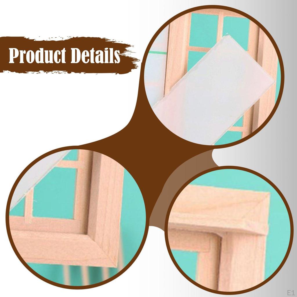 1/12 Dollhouse Window Micro Scene Accessories Prop Blank 16 Grid Double Door Doll House Decors for