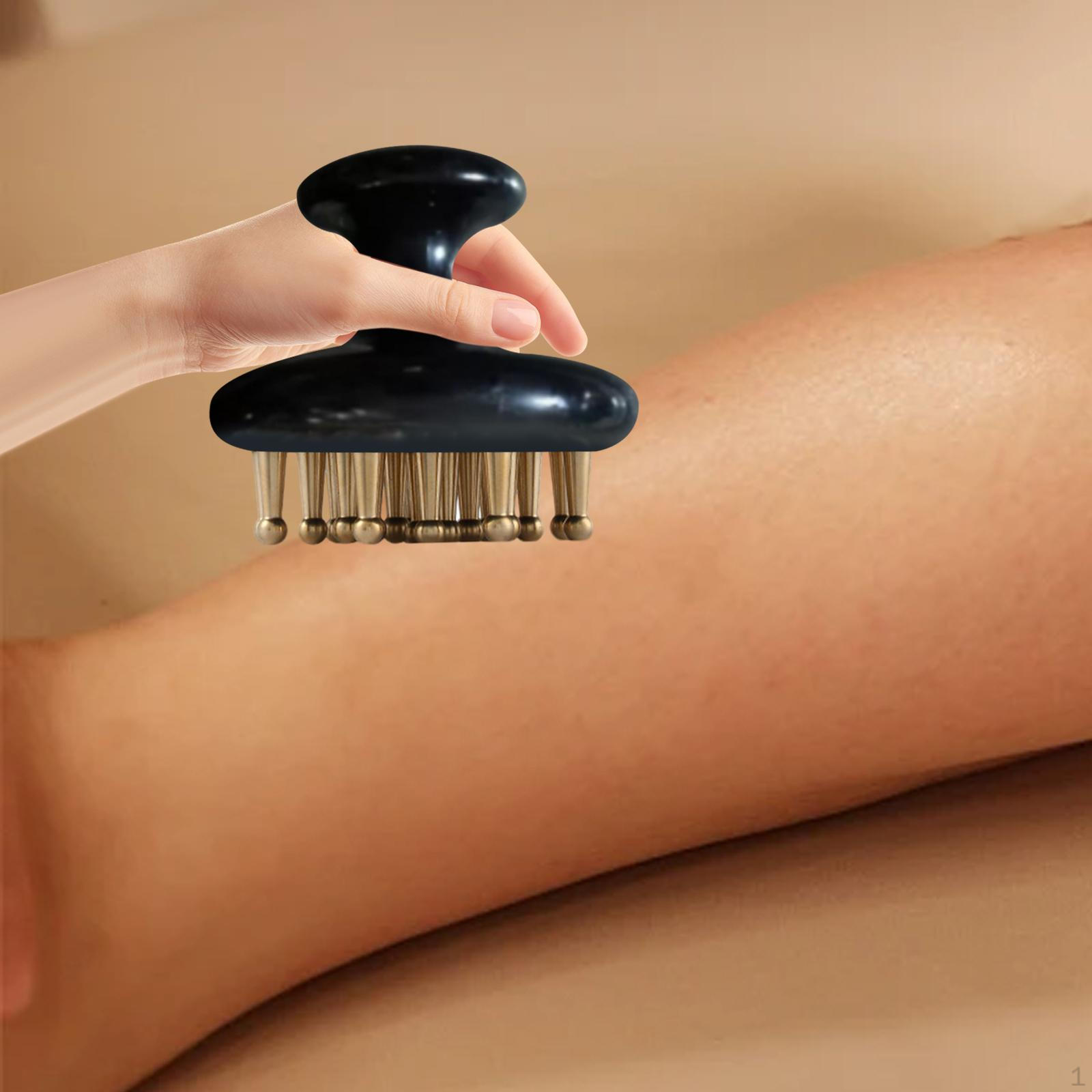 

Массажная щетка для тела с латунной точкой, гребень гуа ша, ручной массажер для меридианов с дренажем давления Short Handle 19Teeth