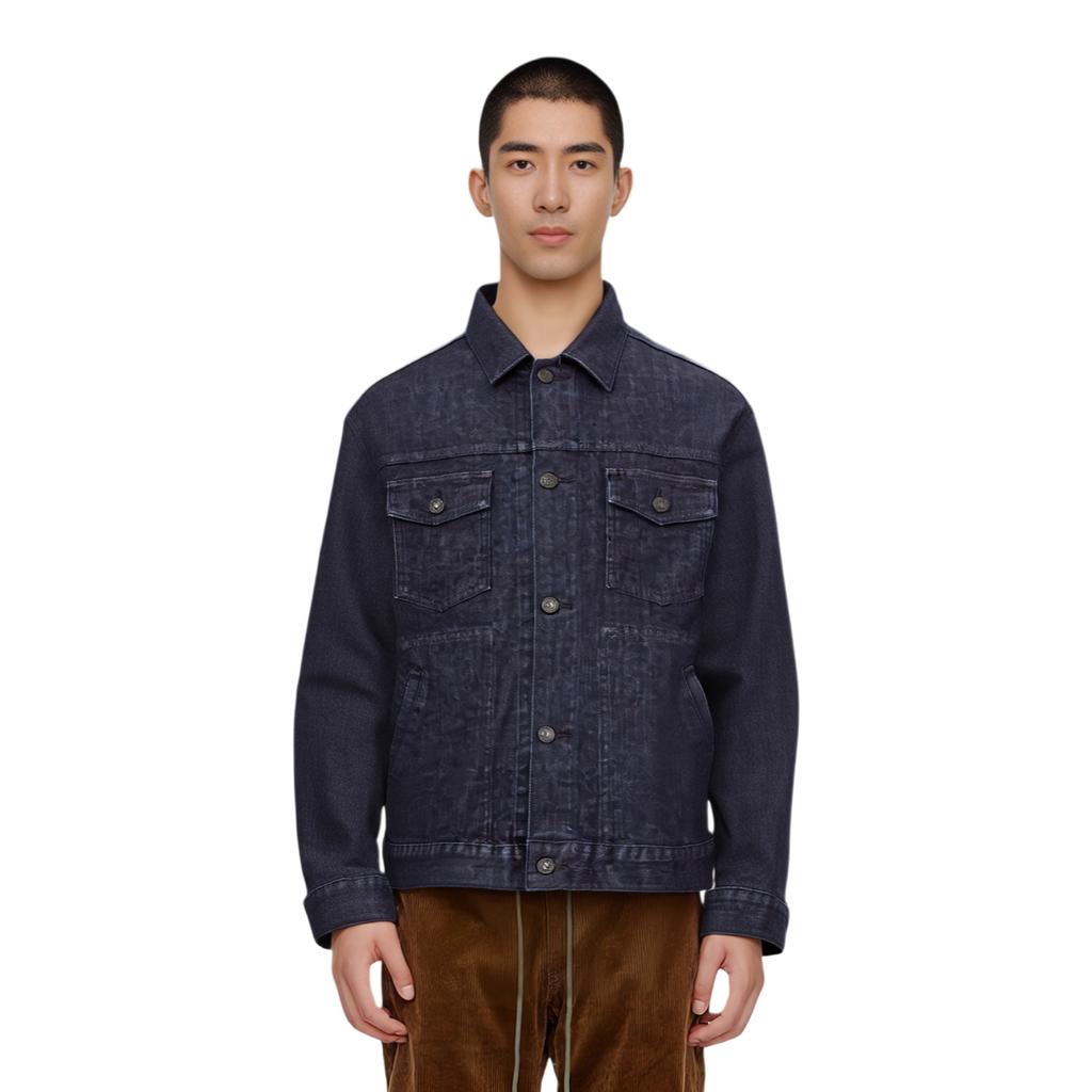 Uniqlo Solid Color Long Sleeve Denim Jacket Unisex Jackets Blue 444552-68