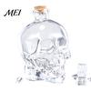 Skull Shaped Wine Bottle Whiskey Decanter, 3D Glass Liquor with Stopper, Novelty Decorative Dispenser for Home Bar, Unique Gothic Gift Men Collectible