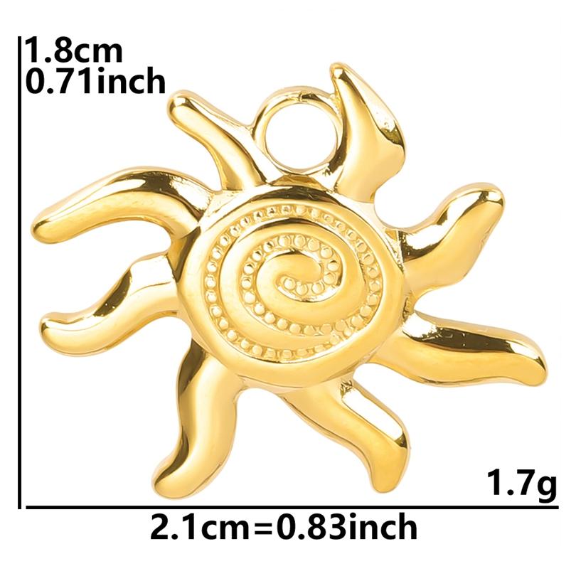 6pcs Real Gold Plated Sun Charms For Jewelry Making Supplies Stainless Steel Charm Pendants Heart Moon Thread Sunshine Material