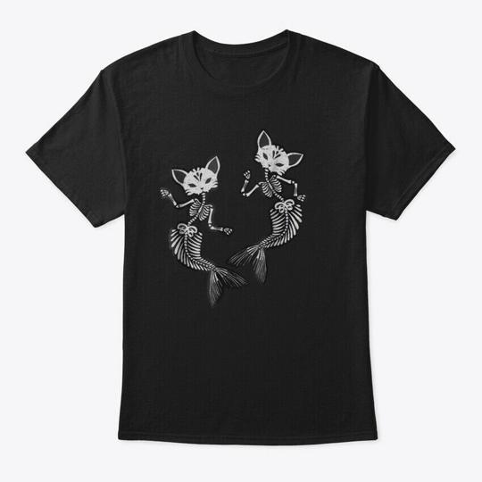 Kitty Cat Mermaid Skeleton Hallo T-Shirt XXXXL