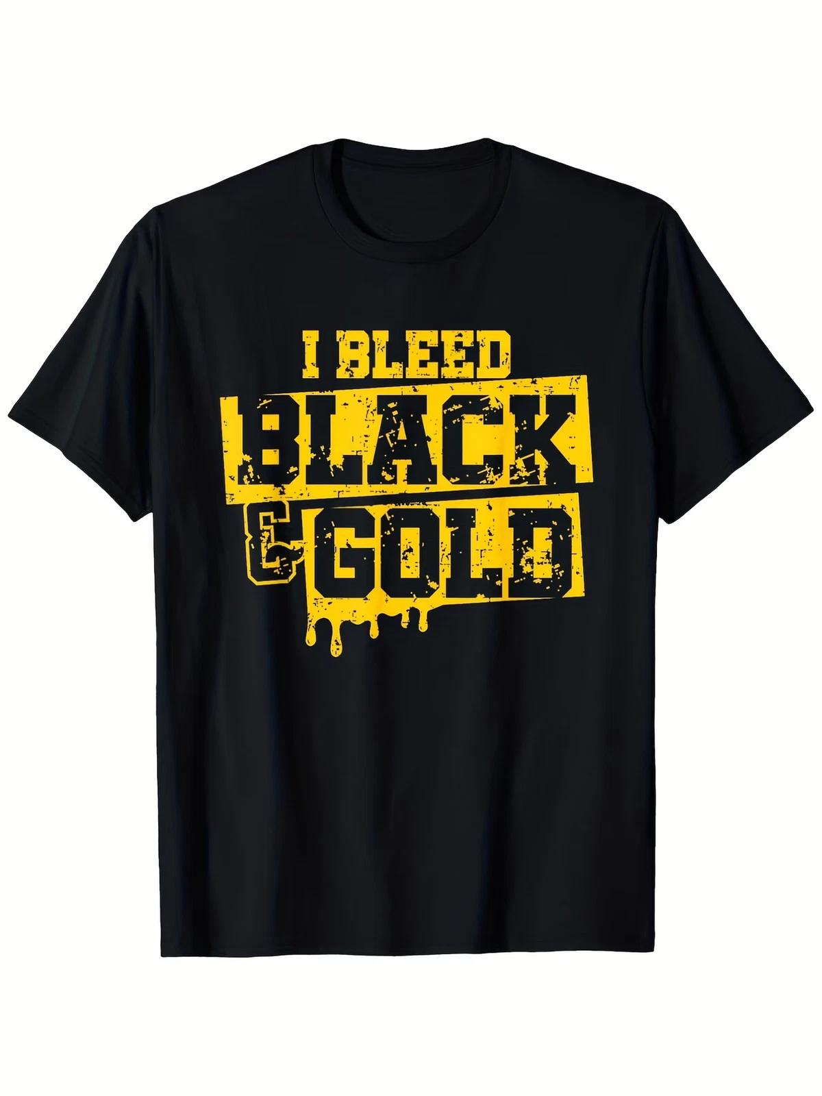 Men S & Women S I Bleed Black & Golden Game Day-Inspired T-Shirt - 100% Distress S