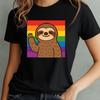 T-Shirt Women Sloth with Pride Flag Design Cotton Size S To 3XLWill Open In a New Window or Tab