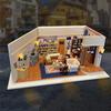 DIY Wooden Sheldons's Apartment Casa Miniature Building Kits Bookend Lights Assembled Bookshelf Home Decoration Friends Gift