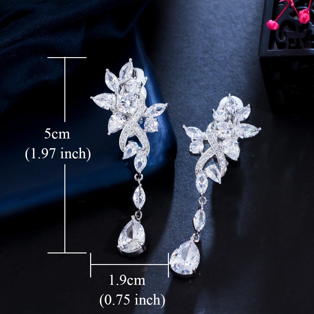 European and American Trend Inlaid Zircon Sparkling Irregular Pendant Ear Clips For Women Engagement Bride Wedding Party Zircon