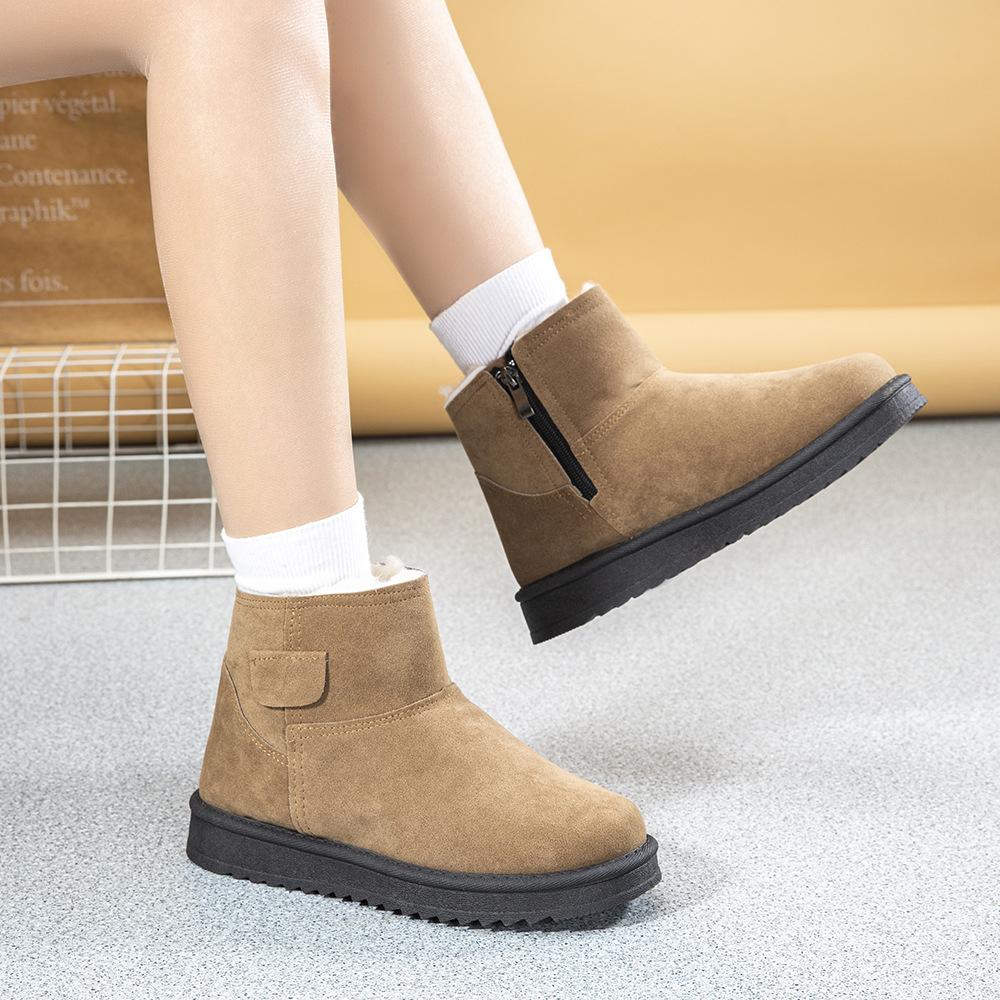 New winter couple fleece thickened snow boots to keep warm and lightweight mid-top cotton shoes for autumn and winter