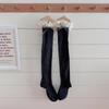 Vertical Strips Lace Stockings Ribbon Bow Ribbon Bow Stockings Warm Over Knee Socks  For Women