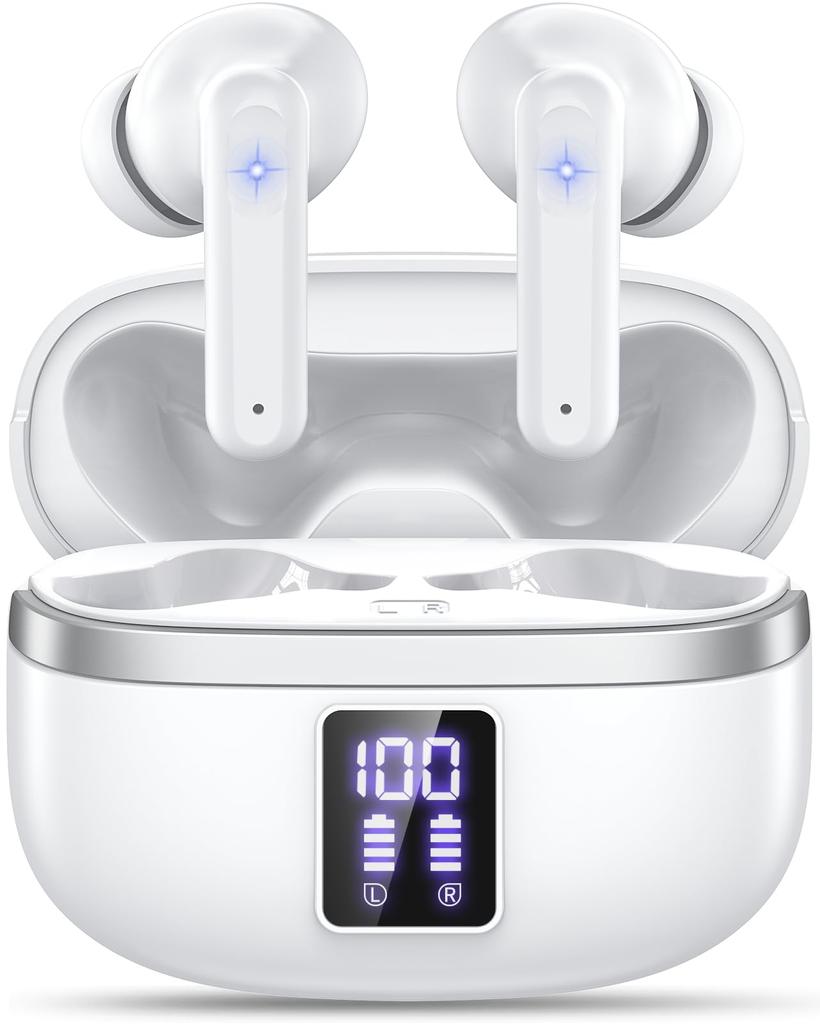 Cutting-edge Bluetooth 5.4 Earbuds, Wireless Bluetooth Earphones [New for 2025] LED Display, Wireless Type-C Fast Charging, Built-in Microphone,