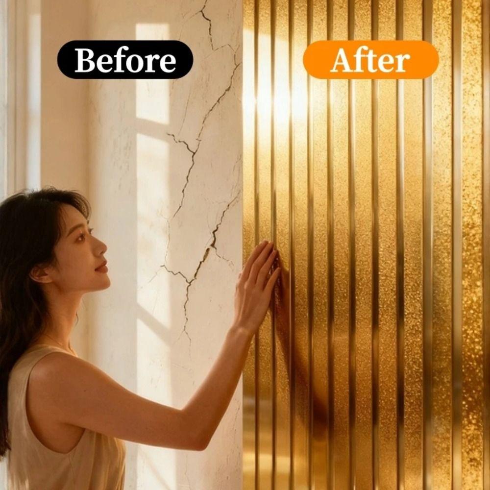 40x300cm 3D Wall Sticker Waterproof 4mm Thick Gold Wallpaper Moisture-proof PVC Self-Adhesive Wallpapers