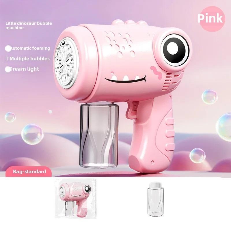The Latest Leak Free Cartoon Dinosaur Hand Bubble Gun, Fully Automatic Multi Hole Light Bubble Machine, Children'S Gift Toys