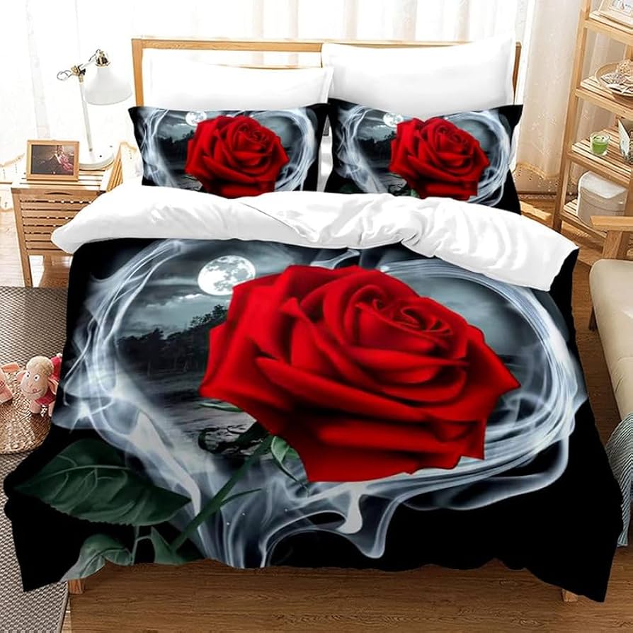 Rose Bedding Set Rose Floral Duvet Cover Set For Kids Boys Girls Romantic Flowers Comforter Cover Botanical Floral Quilt Cover